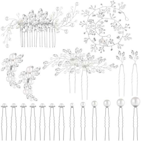44 Pieces Wedding Hair Comb Faux Pearl Crystal Bride Hair Accessories Hair Side main image 6